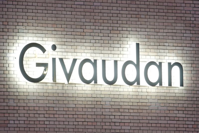 FILE PHOTO: Logo of Givaudan is seen in Kemptthal