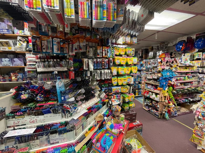 School supplies on display at Stationery and Toy World in