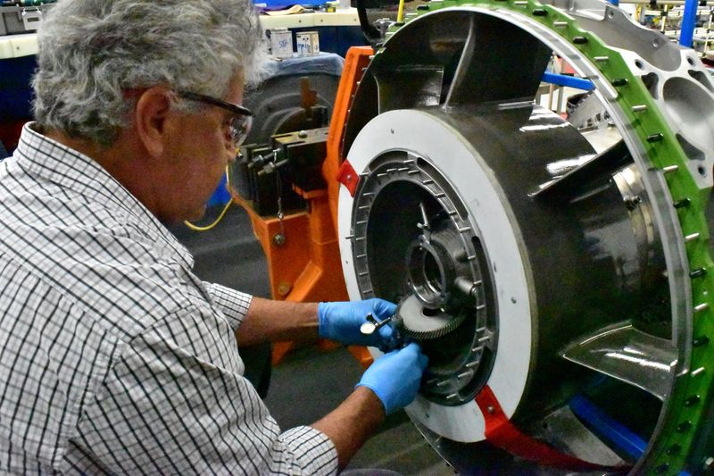 FILE PHOTO: An aircraft engine being built at Honeywell Aerospace