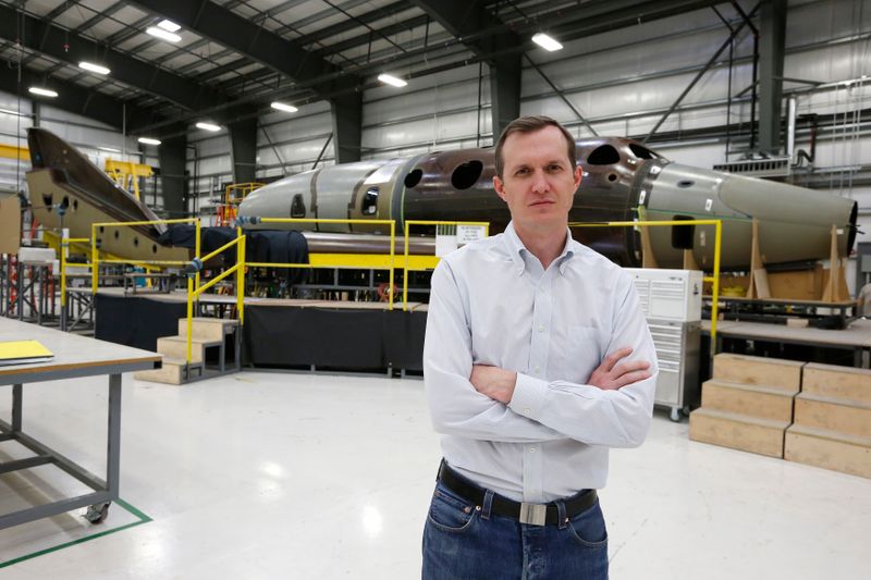 Virgin Galactic’s CEO George T. Whitesides stands in front of