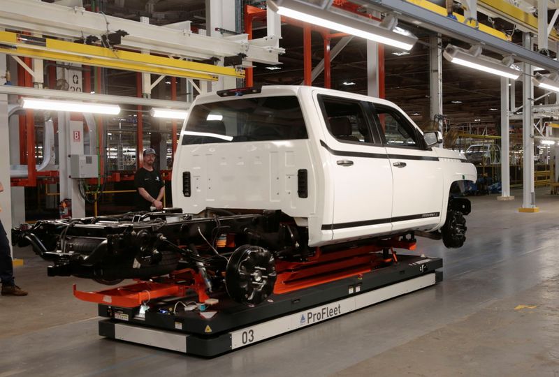 FILE PHOTO: A Lordstown Motors pre-production all electric pickup truck,