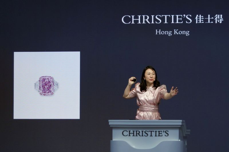 FILE PHOTO: Christie’s auction of Sakura Diamond in Hong Kong