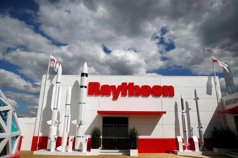 FILE PHOTO: The Raytheon stand is seen at the 53rd