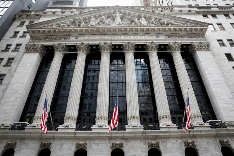 FILE PHOTO: The front facade of the NYSE is seen