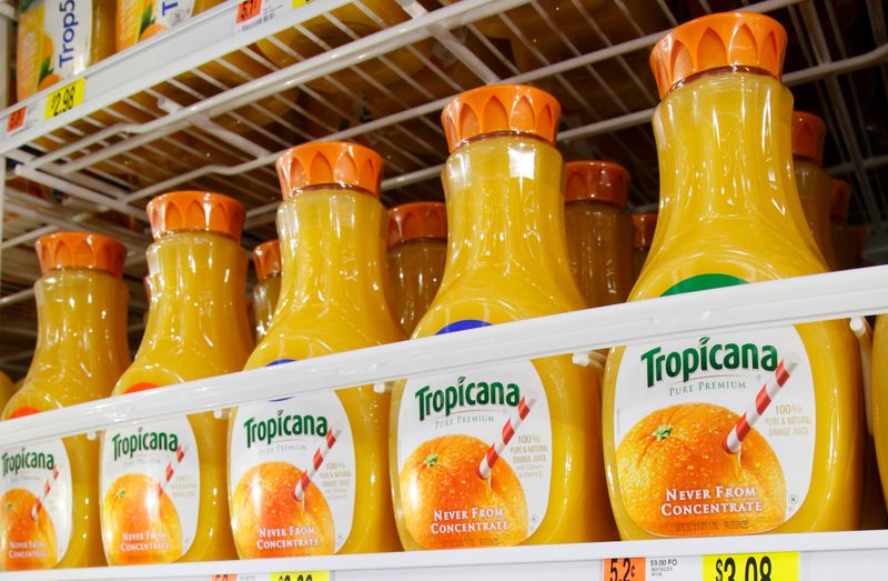 File photo of Pepsico’s Tropicana juice is seen on display