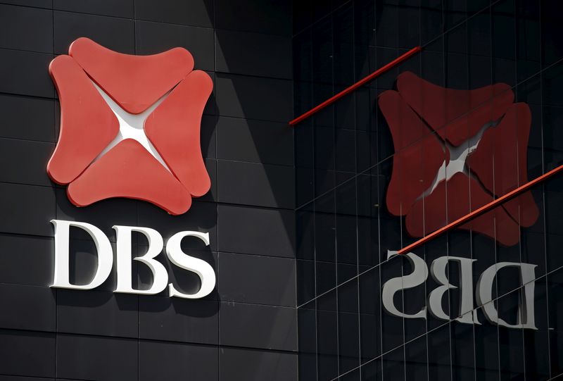 FILE PHOTO: A logo of DBS is pictured outside an