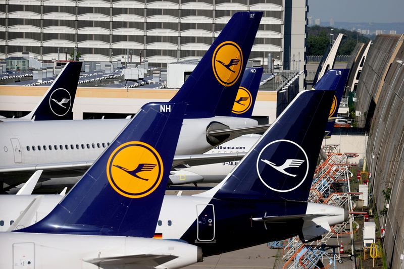 FILE PHOTO: Lufthansa planes are seen parked on the tarmac