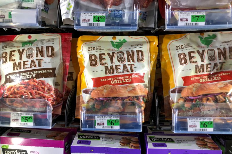 FILE PHOTO: Products from Beyond Meat Inc, the vegan burger