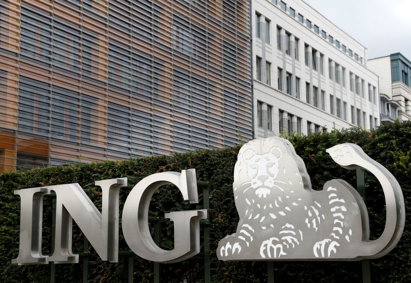 The logo of ING bank is pictured at the entrance