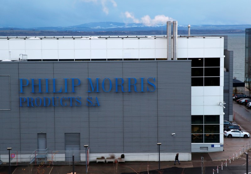 FILE PHOTO: A Philip Morris logo is pictured on a