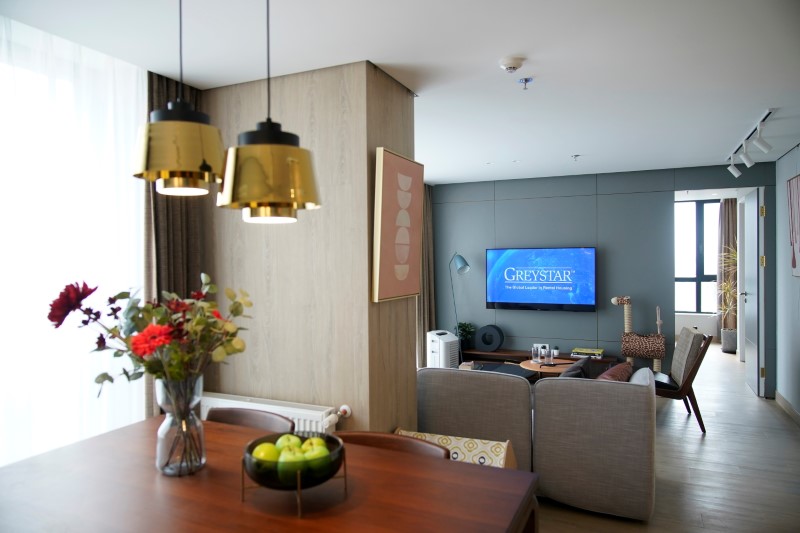 A room of a residential rental property under Greystar is