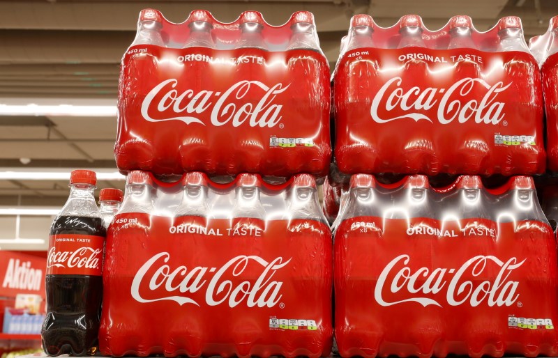 FILE PHOTO: Bottles of Coca-Cola are displayed at a supermarket