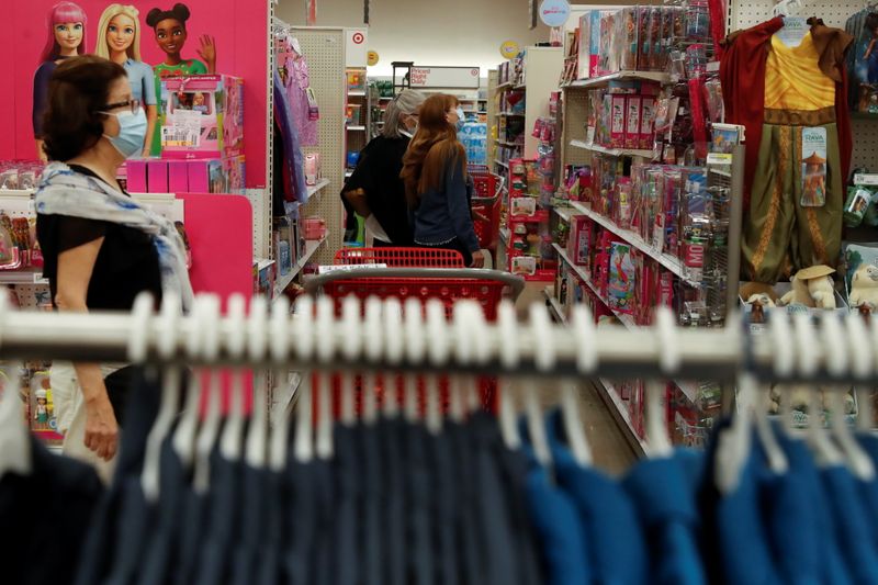People shop for clothes at Target retail chain in Westbury,