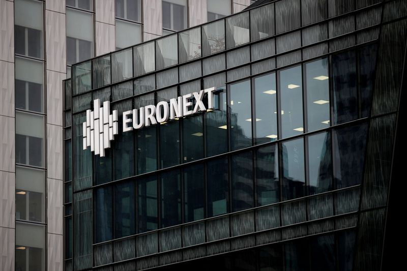 FILE PHOTO: The Euronext logo is seen at the financial