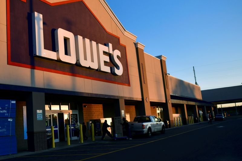 FILE PHOTO: Shoppers departs after visiting a Lowe’s hardware store