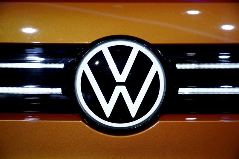 FILE PHOTO: A Volkswagen logo is seen in Shanghai