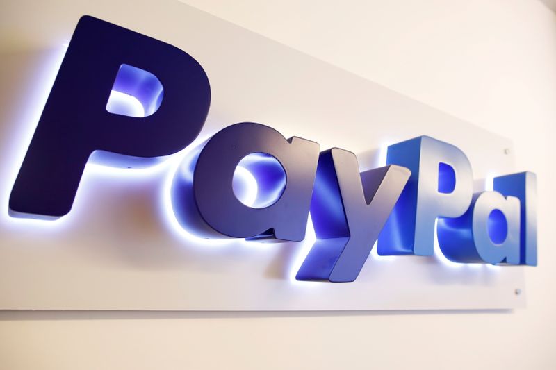 FILE PHOTO: The PayPal logo is seen at a high-tech