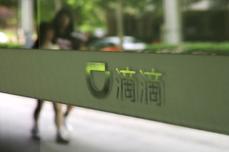 Sign of Chinese ride-hailing service Didi is seen at its