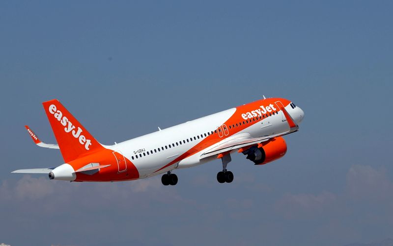 FILE PHOTO: An easyJet Airbus A320-251N takes off from Nice