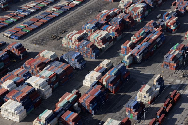FILE PHOTO: Shipping containers sit on the dock at a