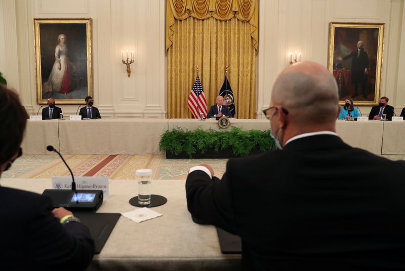 U.S. President Joe Biden has a meeting about cybersecurity at