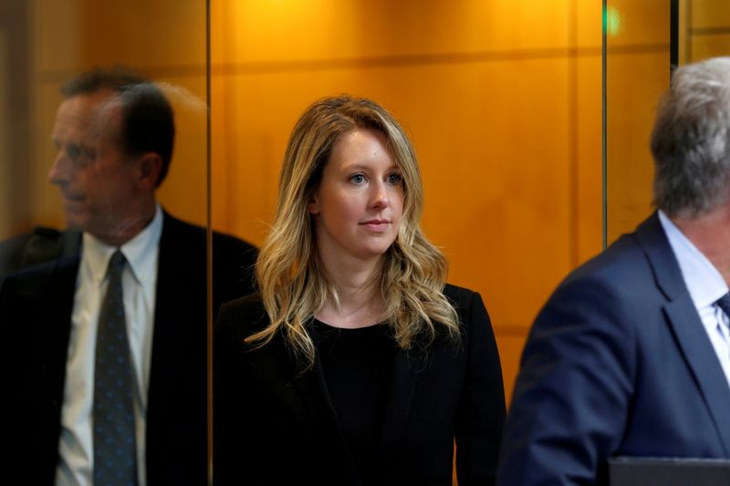 FILE PHOTO: Former Theranos CEO Elizabeth Holmes leaves after a