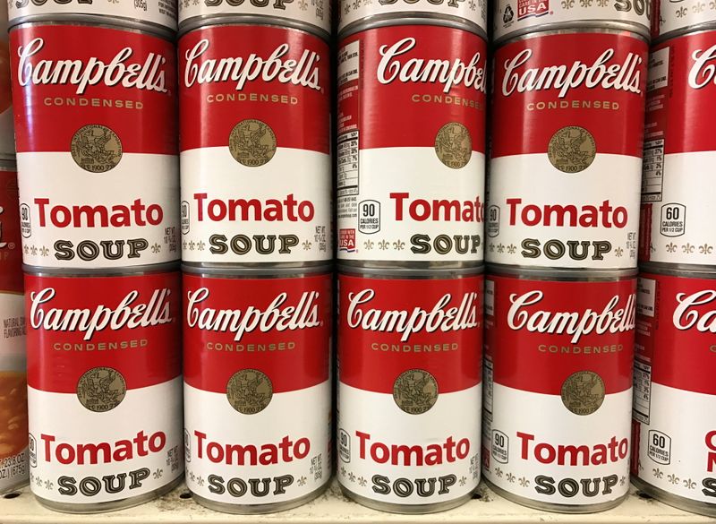 FILE PHOTO: Tins of Campbell’s Tomato Soup are seen on