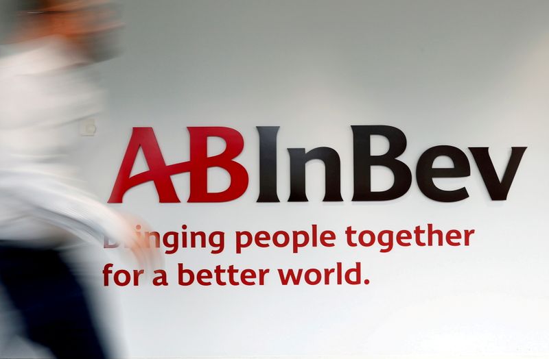abFILE PHOTO: The logo of AB InBev is pictured inside
