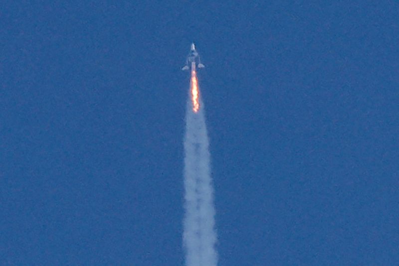 Virgin Galactic’s passenger rocket plane VSS Unity begins ascent to