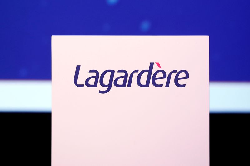 FILE PHOTO: The logo of French media group Lagardere is