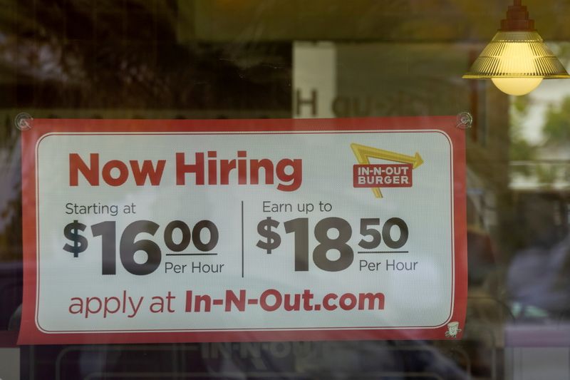 FILE PHOTO: An In-N-Out Burger advertises for workers at their