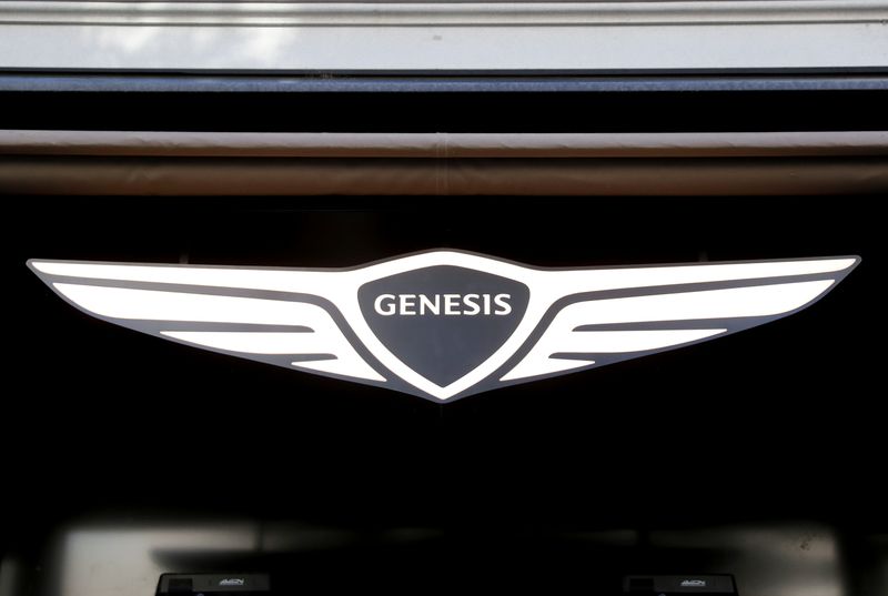 The logo Hyundai’s premium brand Genesisis seen in Zurich