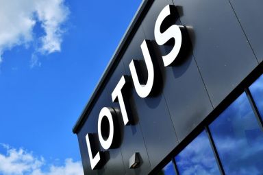 FILE PHOTO: A Lotus sign is seen at the car