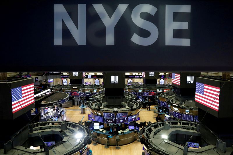 FILE PHOTO: The floor of the the New York Stock Exchange (NYSE) is seen after