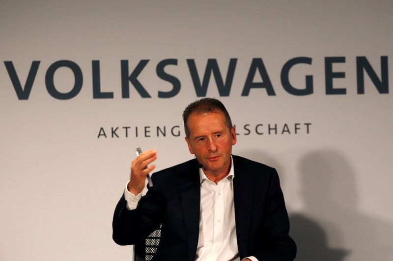 Volkswagen AG CEO Dr. Herbert Diess speaks at a news