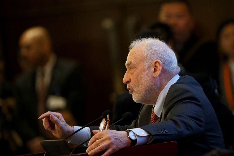 FILE PHOTO: Columbia University Professor Joseph Stiglitz speaks in Beijing