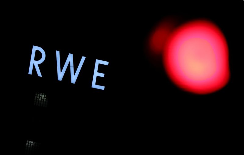 The logo of German utility and energy supplier RWE is