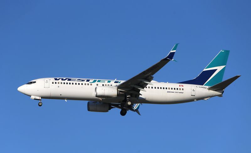 A WestJet Boeing 737 airplane prepares to land at Vancouver’s