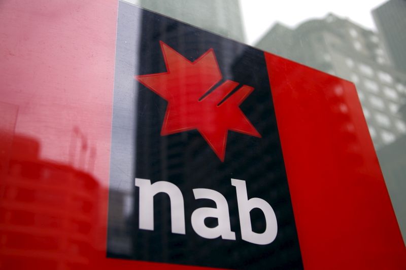 National Australia Bank logo is pictured on an automated teller