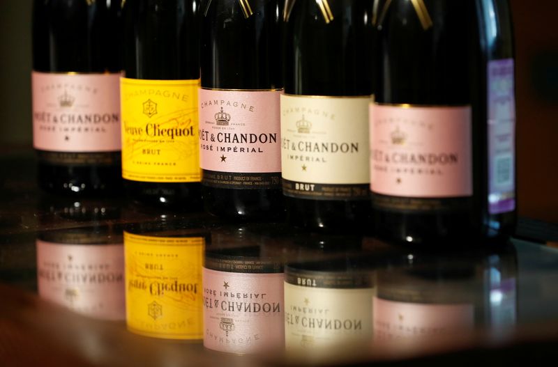 FILE PHOTO: Bottles of Moet & Chandon and Veuve Clicquot