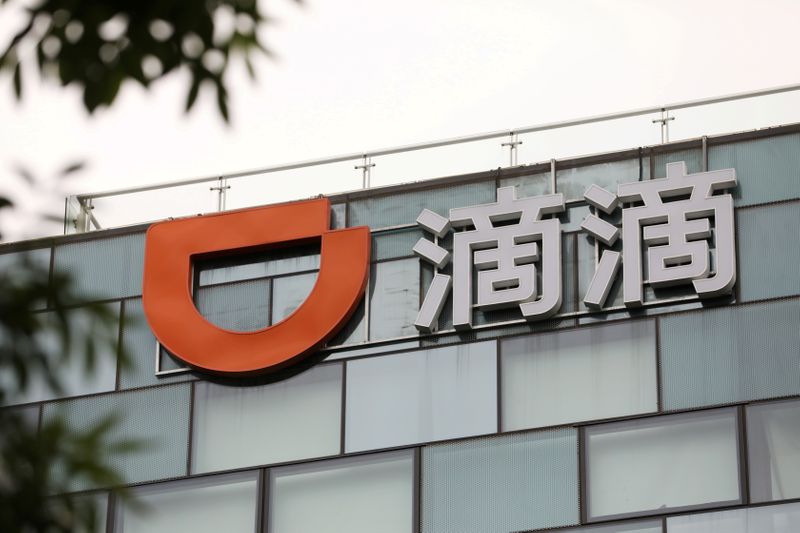 FILE PHOTO: Sign of Chinese ride-hailing service Didi is seen