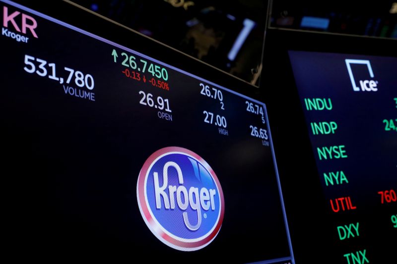 FILE PHOTO: A logo of Kroger is displayed on a