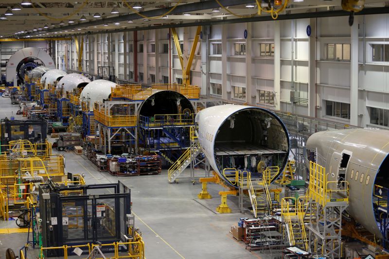 FILE PHOTO: The 787 Aft Body manufacturing area is pictured
