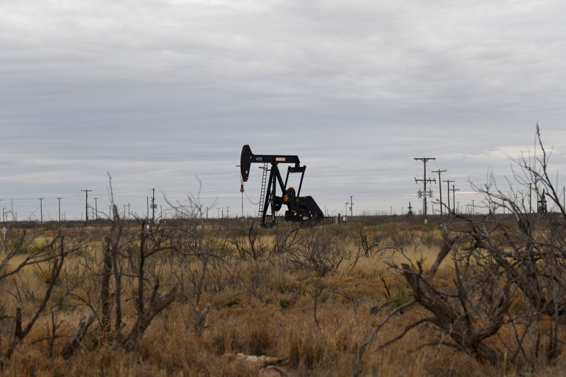 FILE PHOTO:  A pump jack operates in the Permian