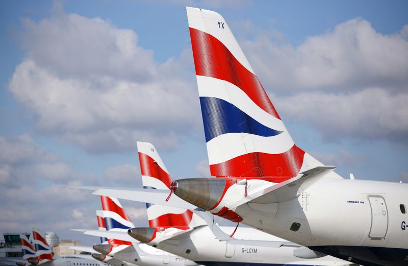 FILE PHOTO: British Airways aircraft stand at London City Airport,