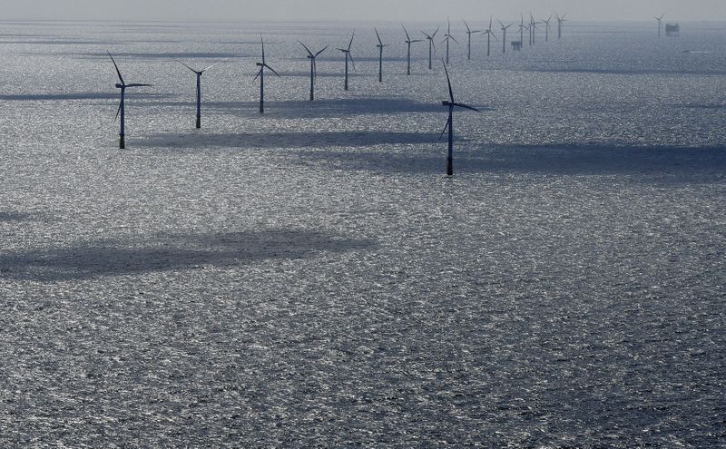 FILE PHOTO: Windmills are seen in the “Dan Tysk” wind