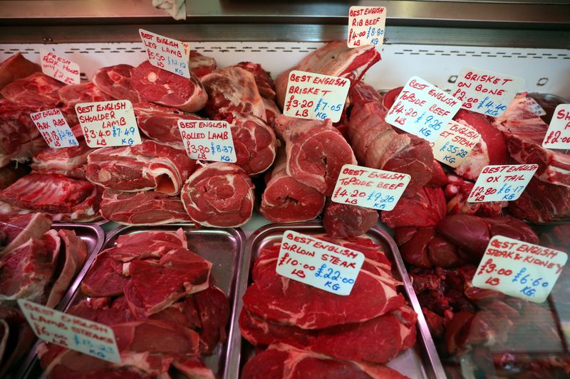 FILE PHOTO: Fresh meat is displayed for sale in a
