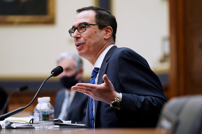 FILE PHOTO: U.S. Treasury Secretary Steven Mnuchin speaks during a