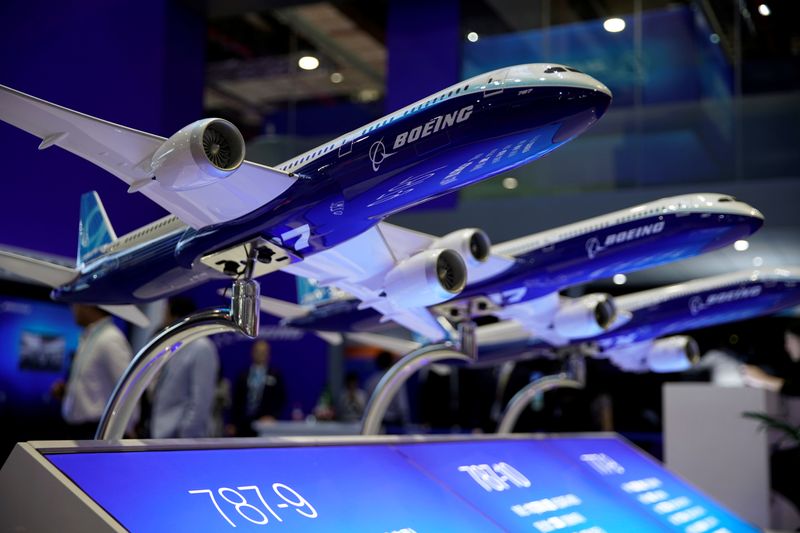 A Boeing model is seen at the second China International