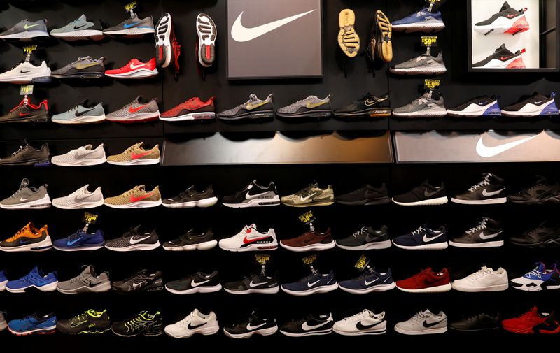 FILE PHOTO: Nike shoes are seen displayed at a sporting